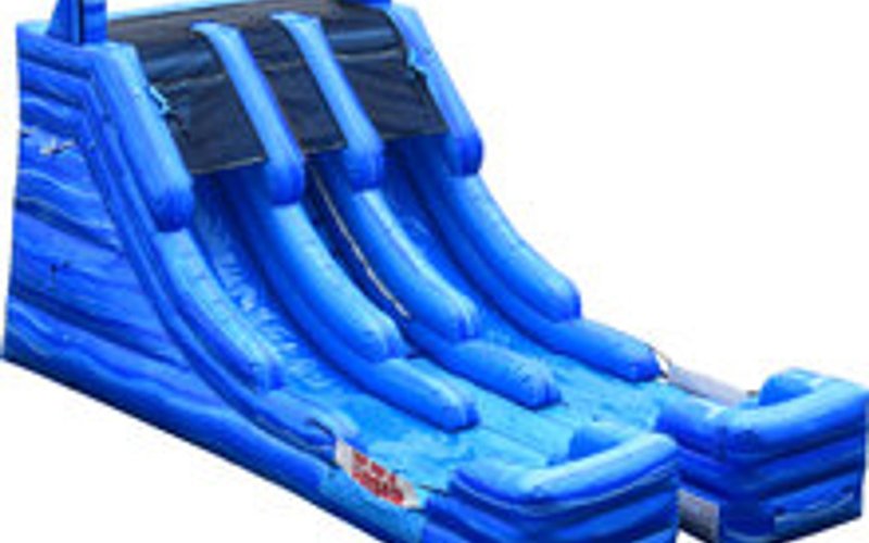 Blue marble dual lane water slide rental Hutto TX 78634